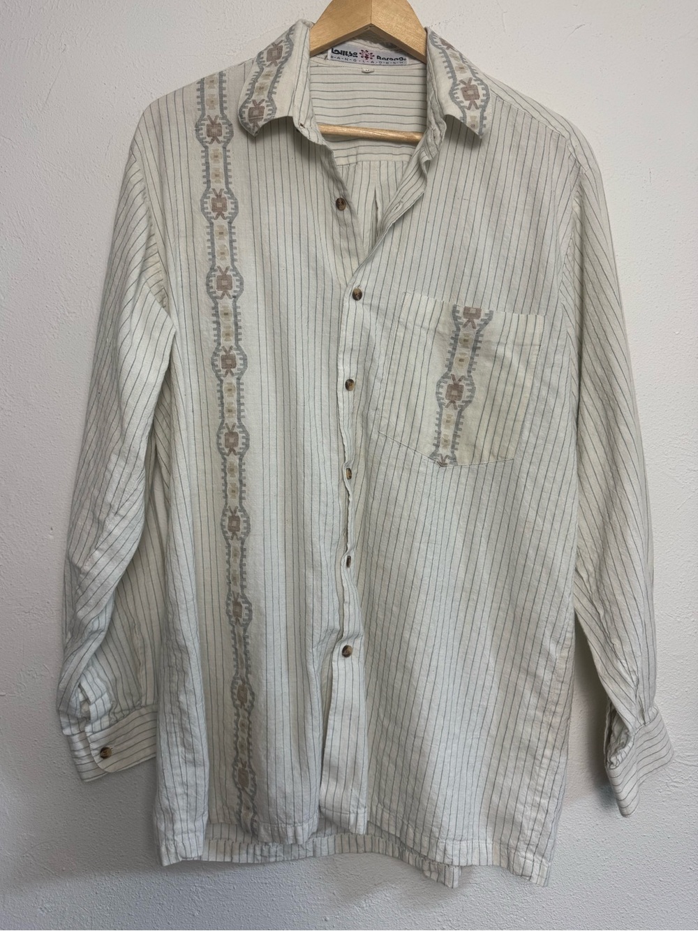 Aarong Button Up Shirt Stripes & Geometrical Print Chest Pocket